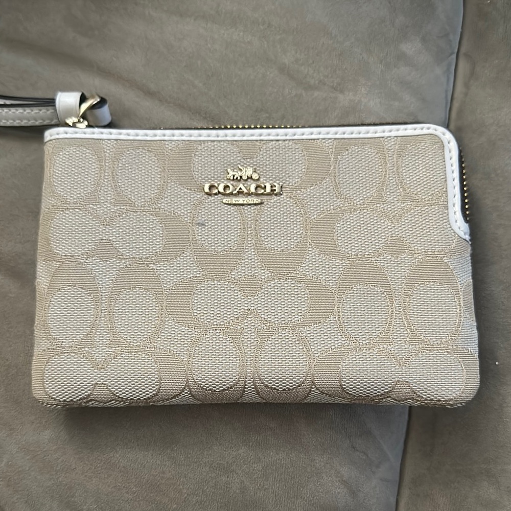 Coach Beige Wristlet Bag